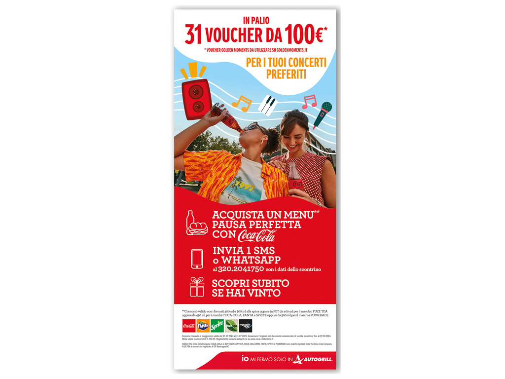 AUTOGRILL AND COCA-COLA GIVE YOU A CONCERT VOUCHER