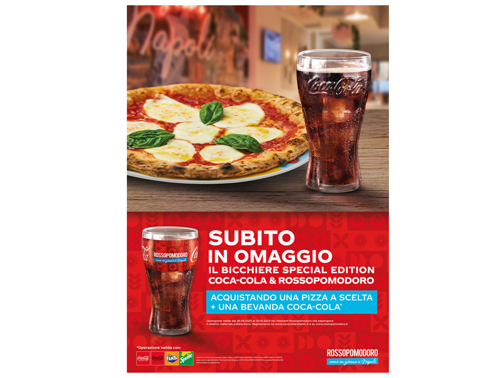 AT ROSSOPOMODORO COCA-COLA GIVES YOU THE GLASS