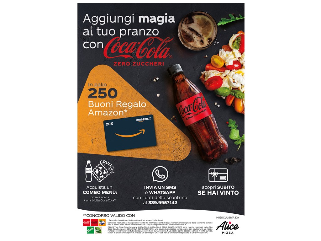 VINCI CON COCA-COLA E ALICE PIZZA
