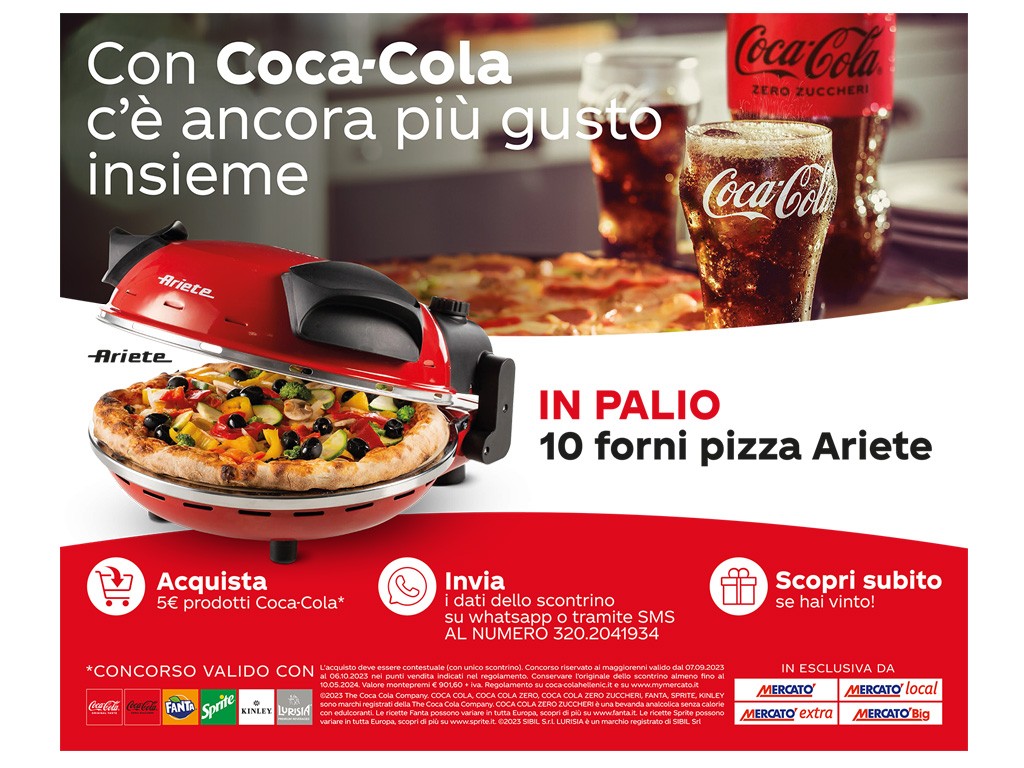 Vinci con Coca-Cola e Multicedi 50 mini frigo, 30 borsoni e 30 set  pizza! - scontOmaggio