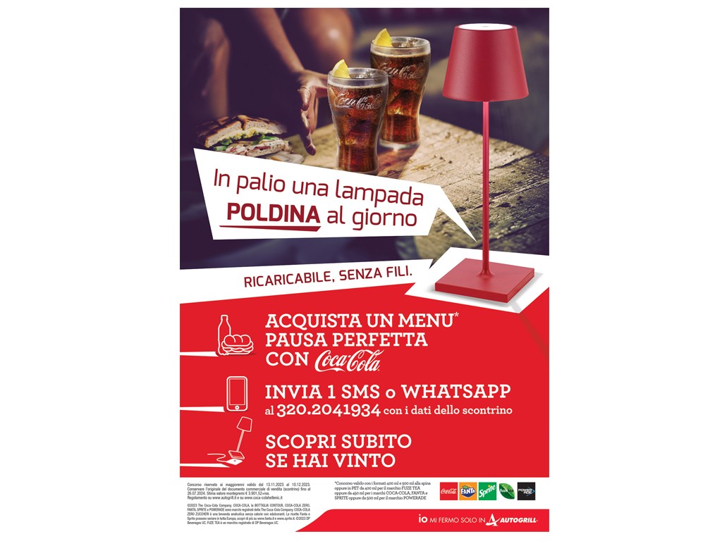 VINCI LA LAMPADA CON AUTOGRILL E COCA-COLA
